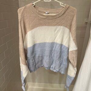Garage Tan, Cream, and Blue Striped Sweater